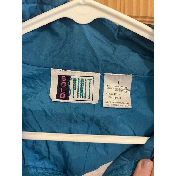 Vintage Bold Spirit Windbreaker Track Jacket Womens Large Colorblock Nylon 90s - Picture 2 of 3